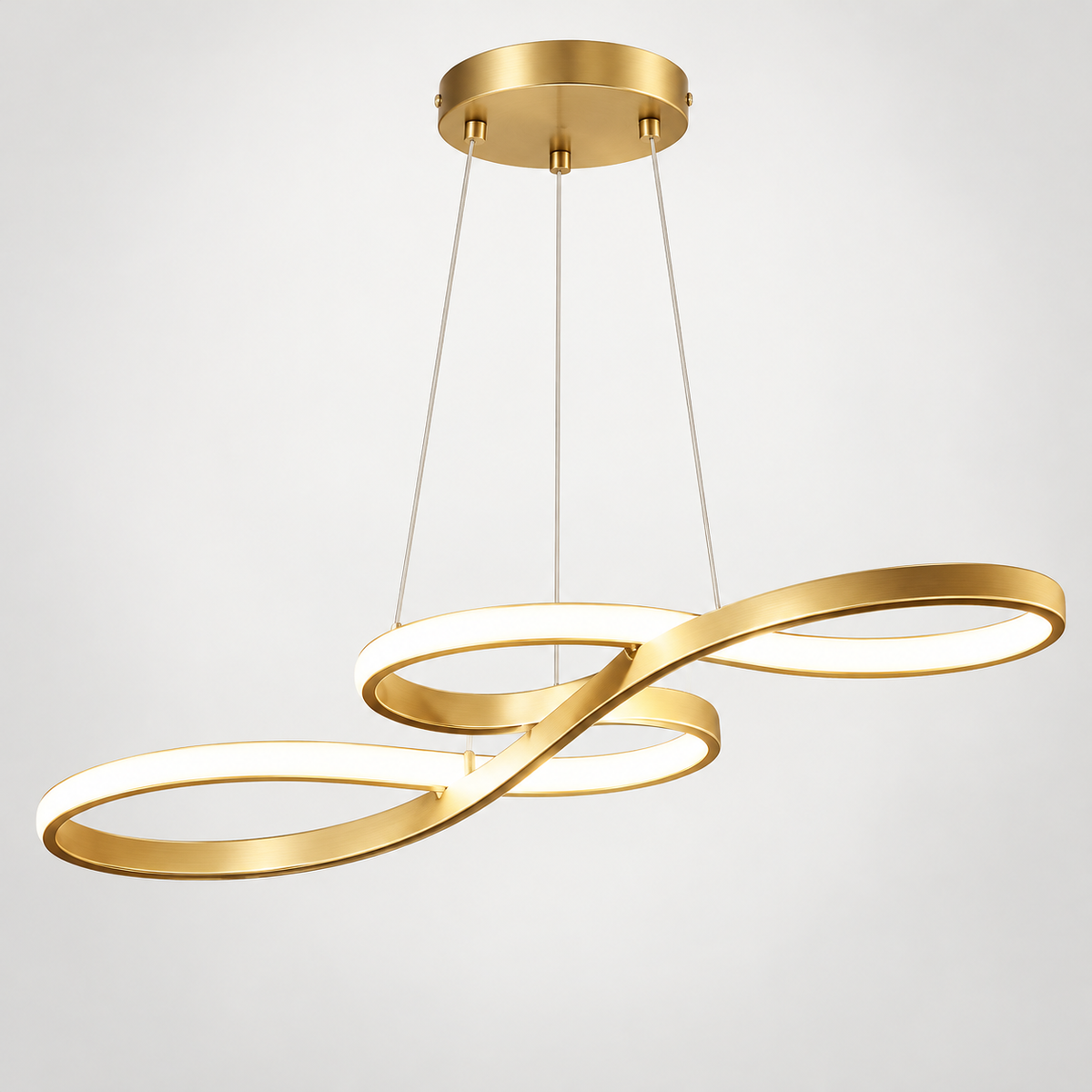 Soléna — Lustre Anneaux Sculptural Doré